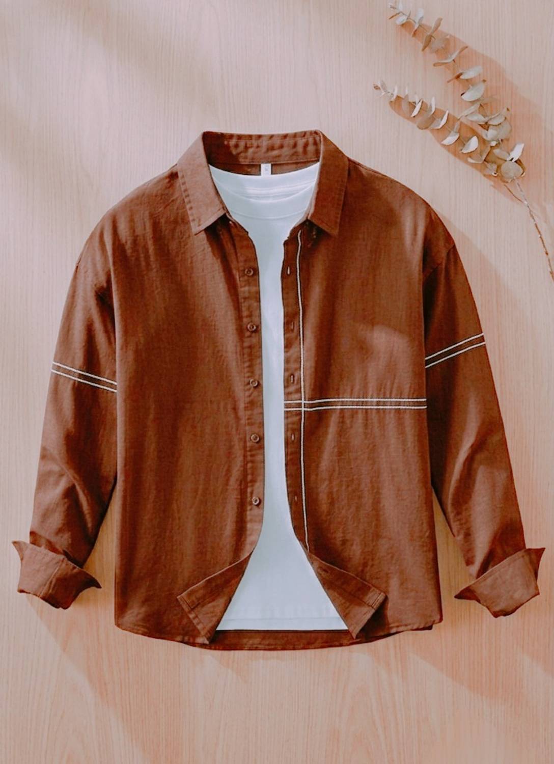 PRIHA CREATION Men Striped Casual Brown Shirt
