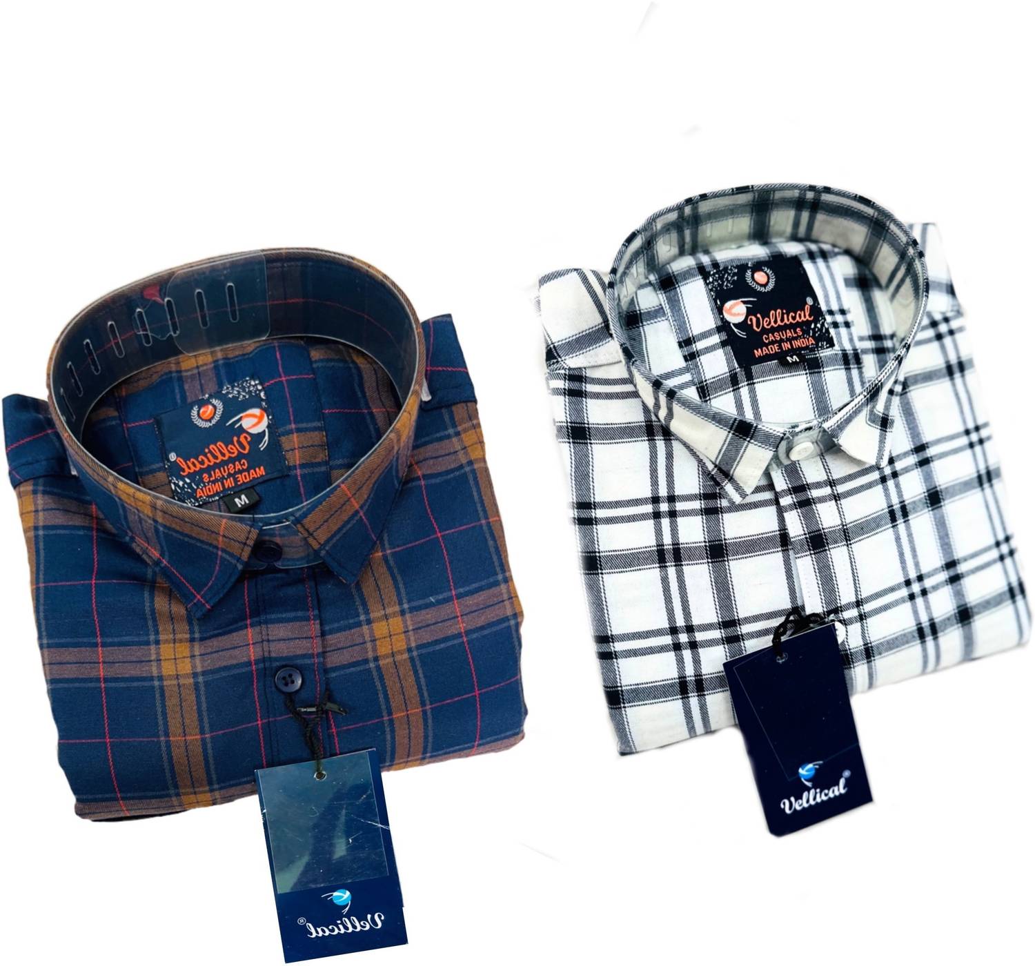 Vellical Men Slim Fit Checkered Spread Collar Casual Shirt (Pack
