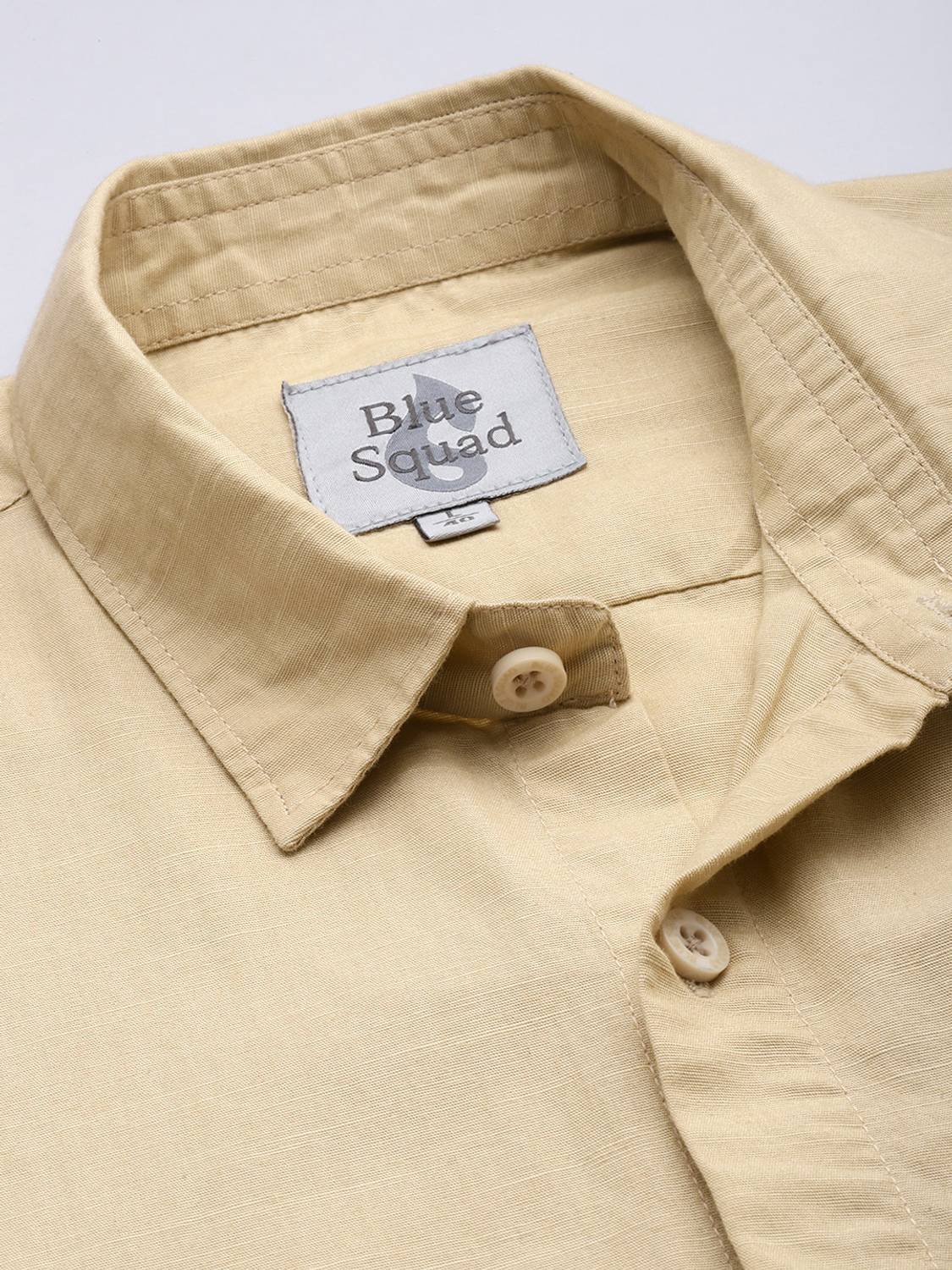Blue Squad Men Solid Casual Cream Shirt - Image 4