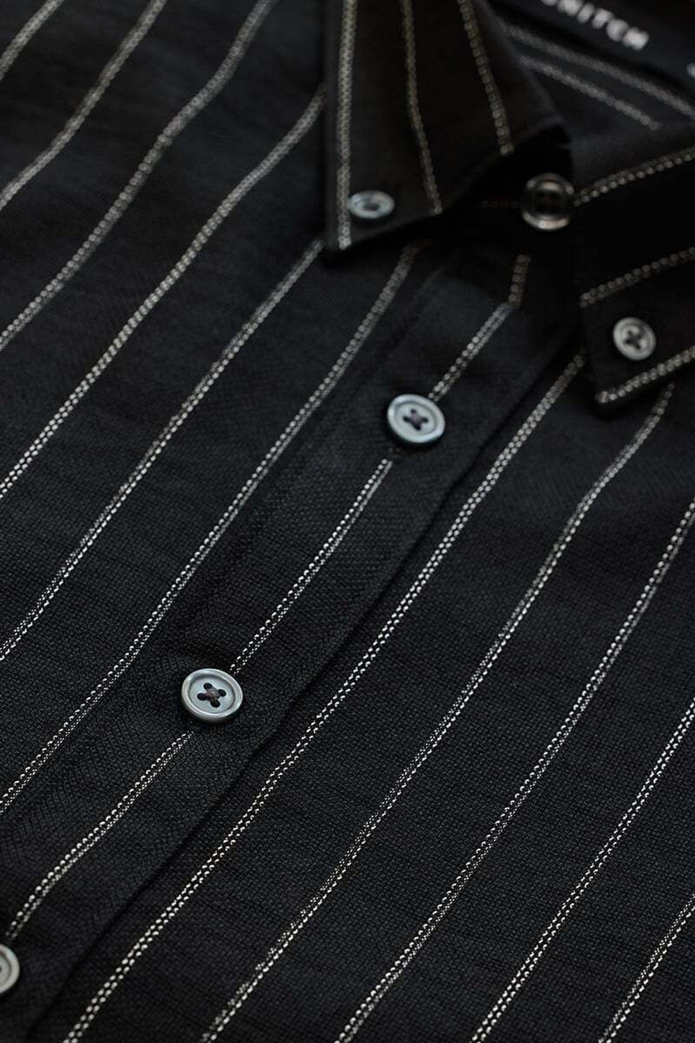 Image of Snitch Men Striped Casual Black Shirt