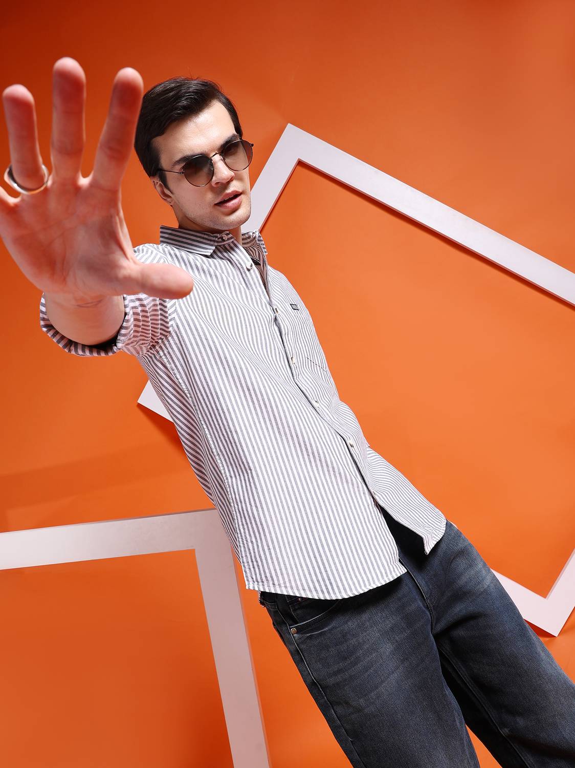 The Indian Garage Co. Men Striped Casual Black Shirt - Image 1