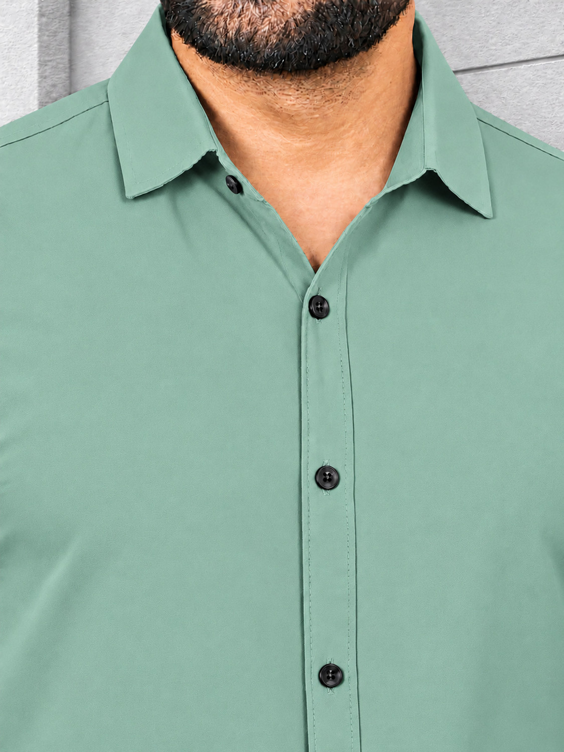 Image of HOYTOCHE Men Regular Fit Solid Spread Collar Formal Shirt