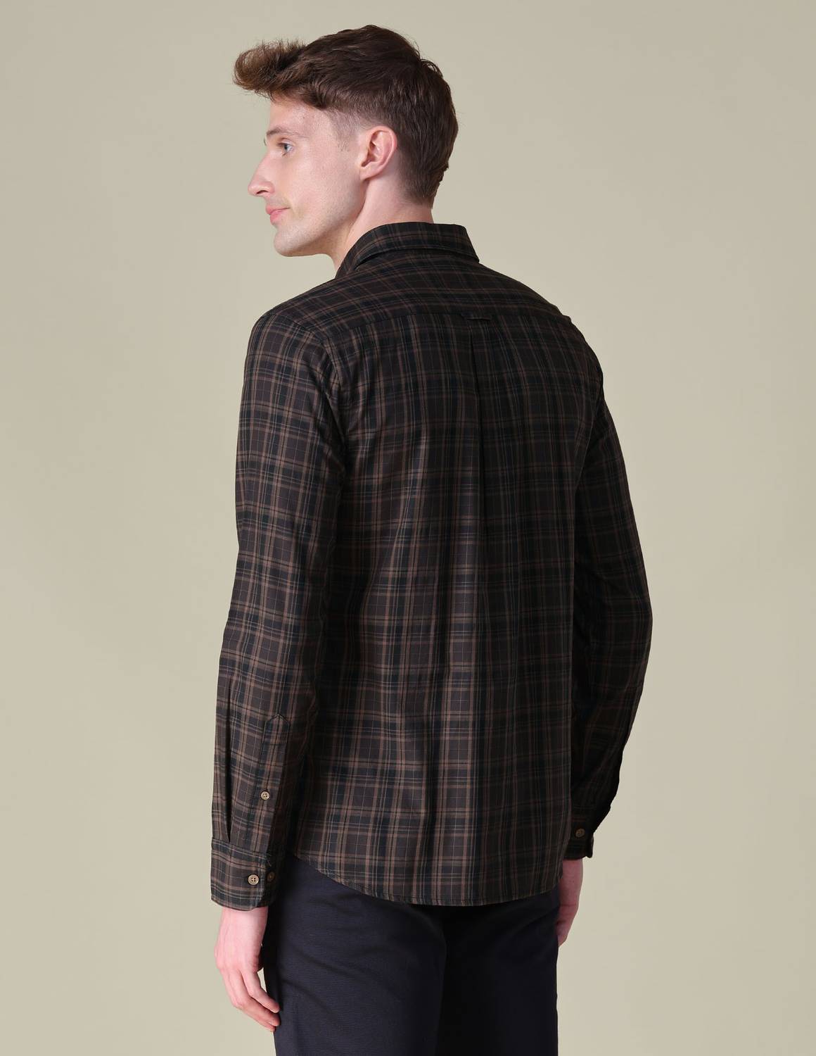 U.S. POLO ASSN. Men Brown Checkered Casual Shirt - Image 3