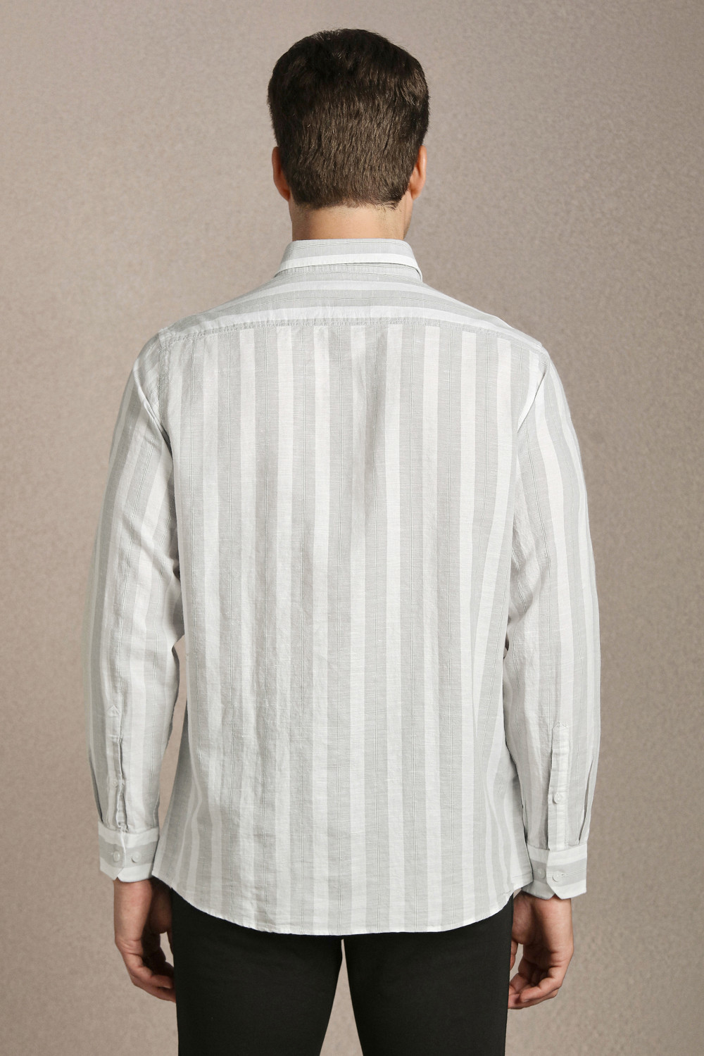 Image of LOUIS PHILIPPE Men Striped Casual White Shirt
