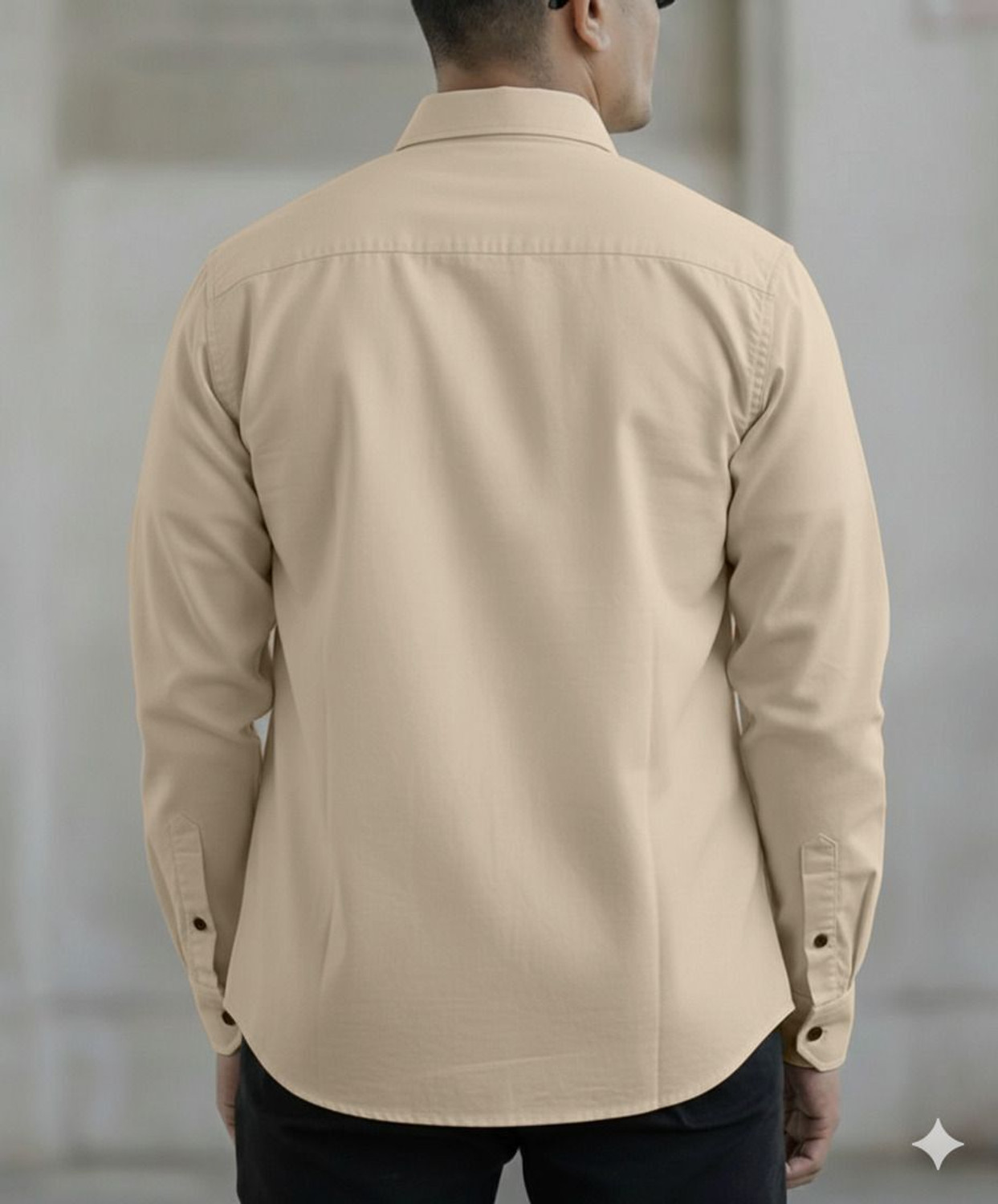 Image of Styles Thief Men Solid Casual Beige Shirt
