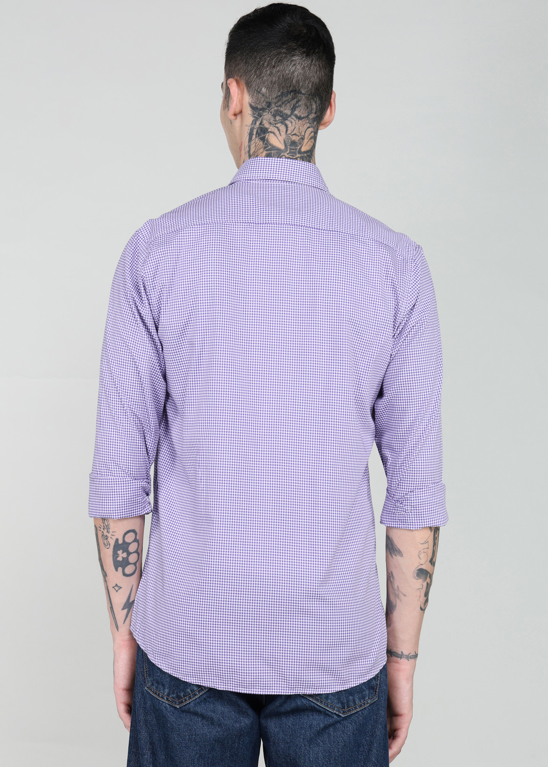 Image of PETER ENGLAND Men Checkered Casual Purple Shirt