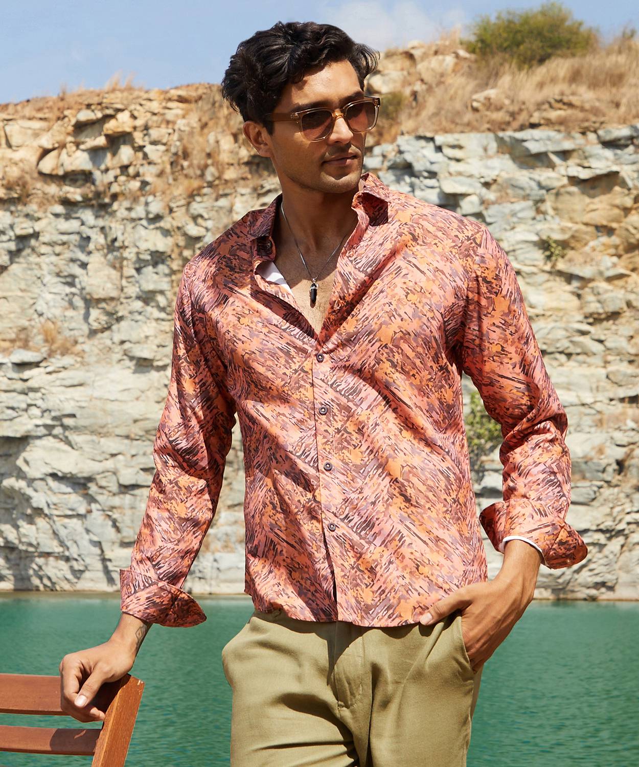 CAHOOT Men Printed Casual Brown Shirt