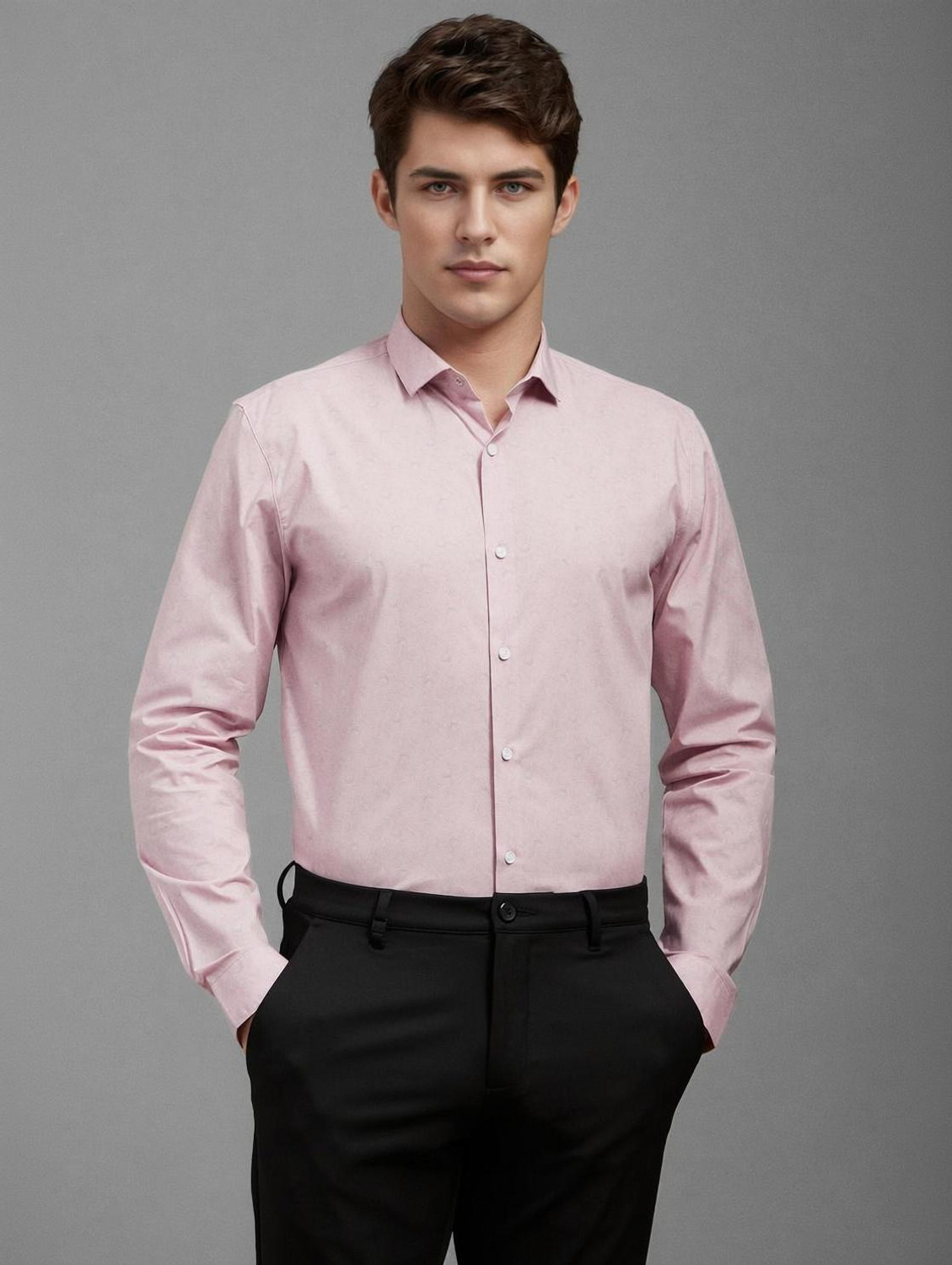 Image of LOUIS PHILIPPE Men Printed Casual Pink Shirt