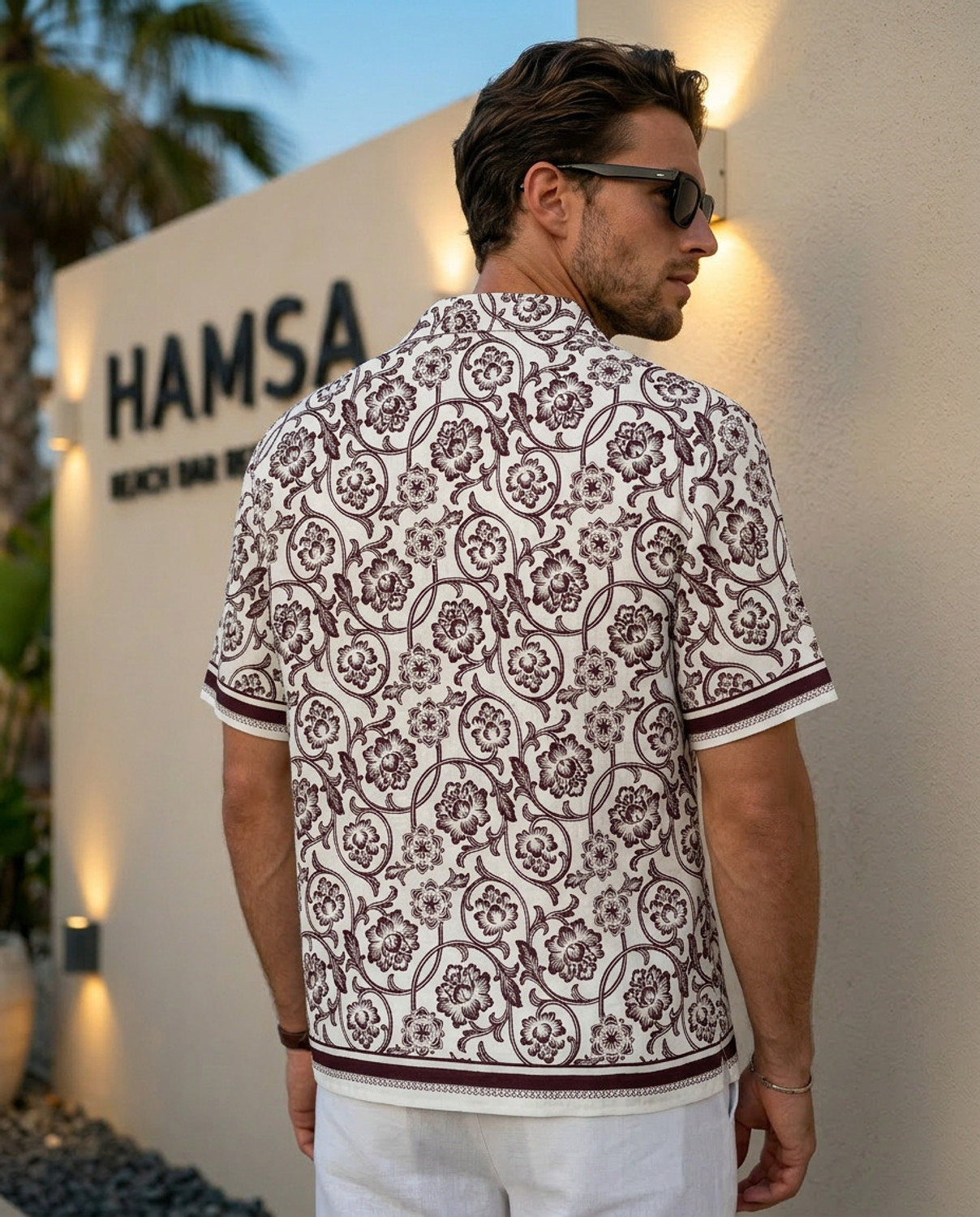 Image of STENFIA Men Printed Casual Cream, Maroon Shirt
