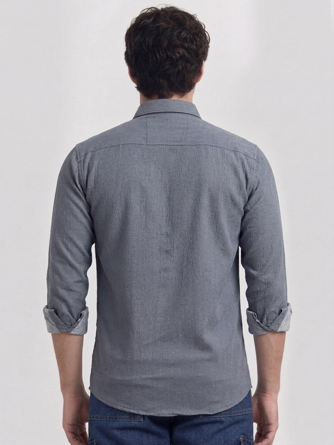 Image of METRONAUT Men Striped Casual Grey Shirt