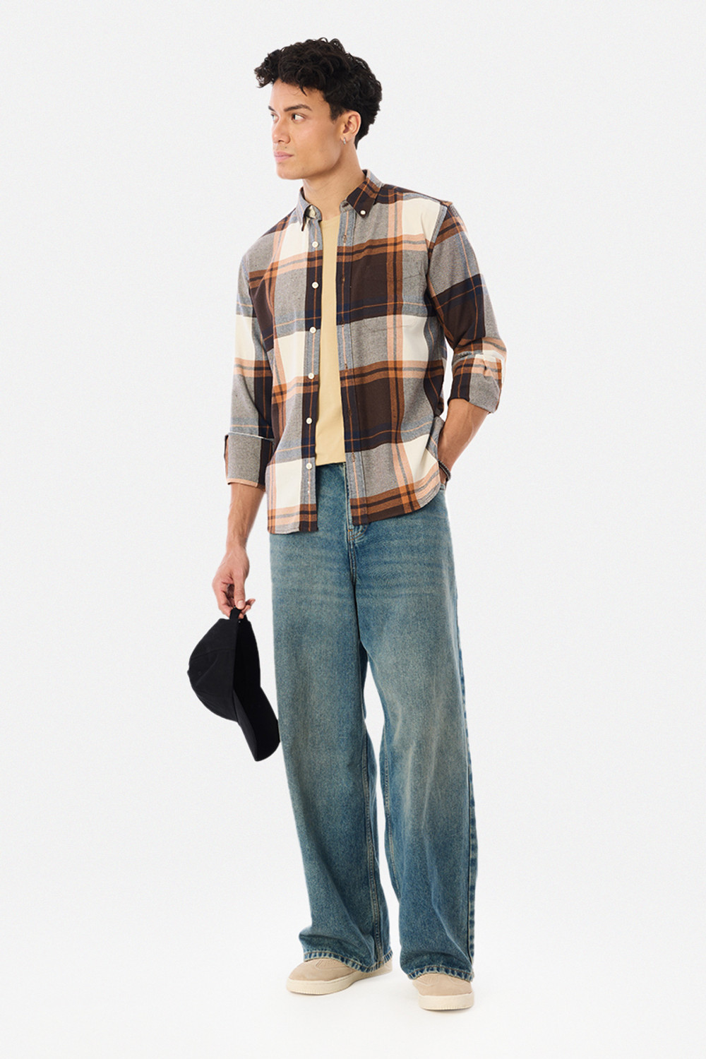 Image of Snitch Men Checkered Casual Brown Shirt