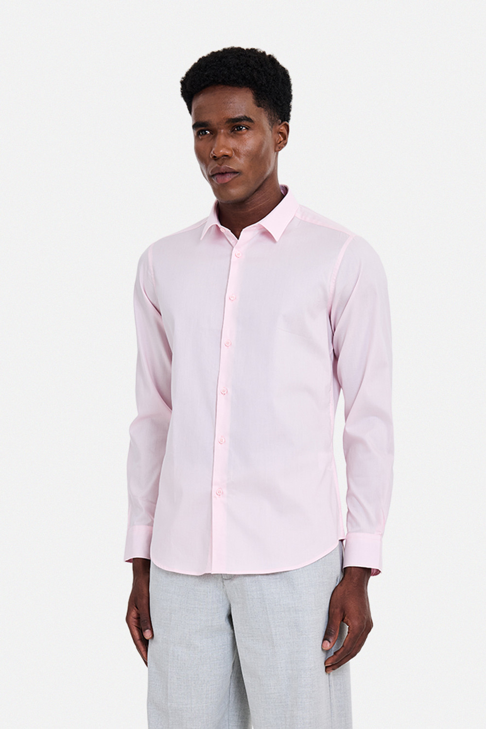 Image of Snitch Men Solid Formal Pink Shirt
