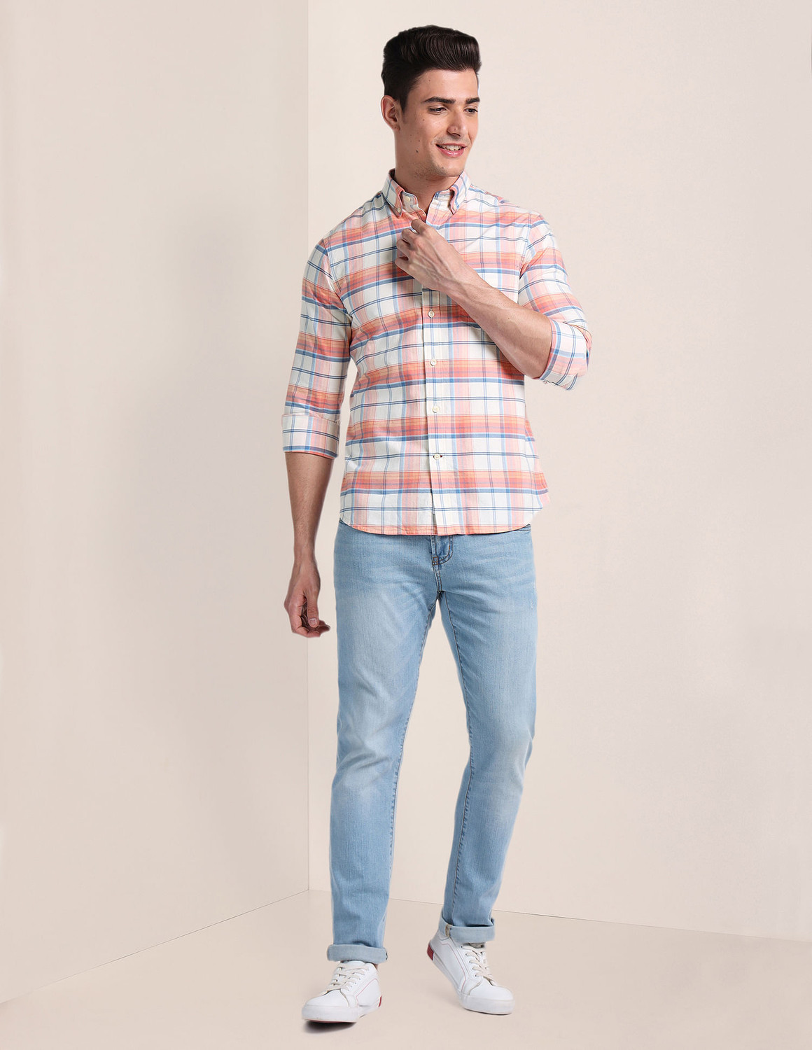 Image of U.S. POLO ASSN. Men Checkered Casual Multicolor Shirt