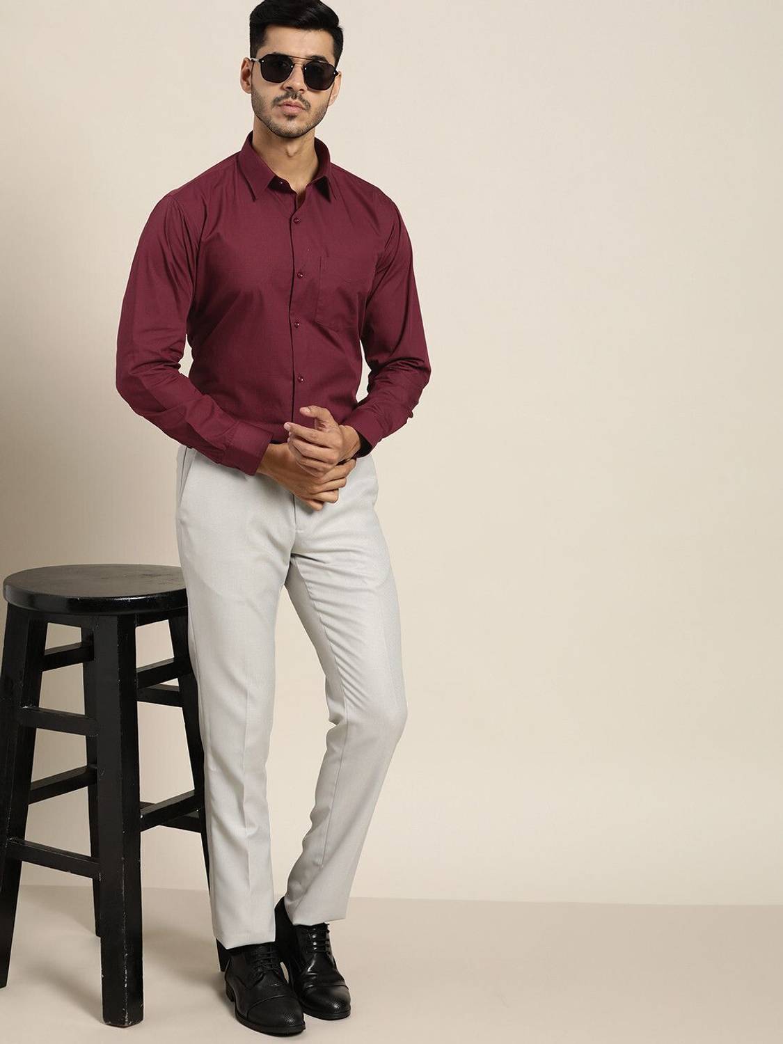 Hancock Men Maroon Formal Shirt - Image 5