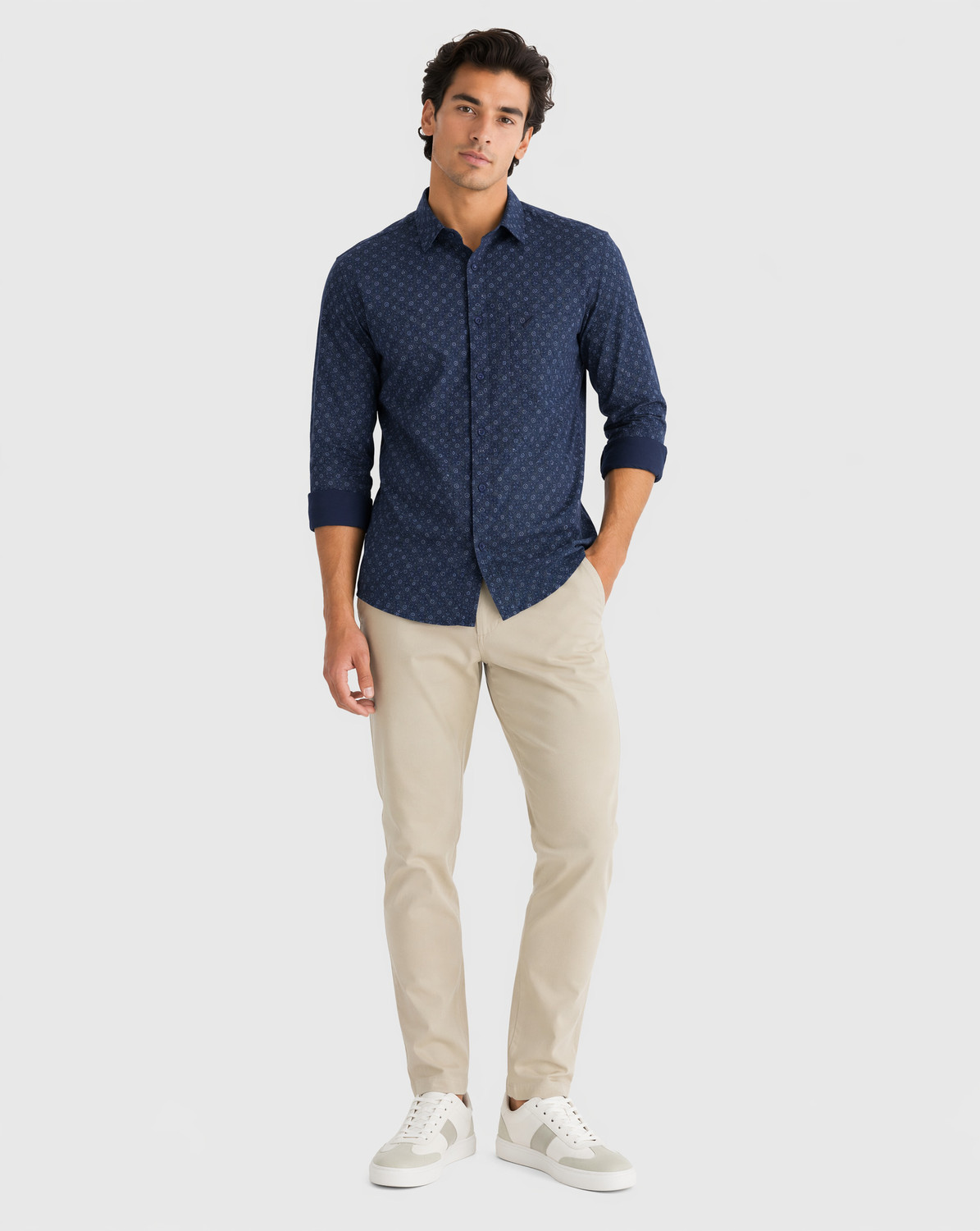 Image of Blackberrys Men Printed Casual Blue Shirt