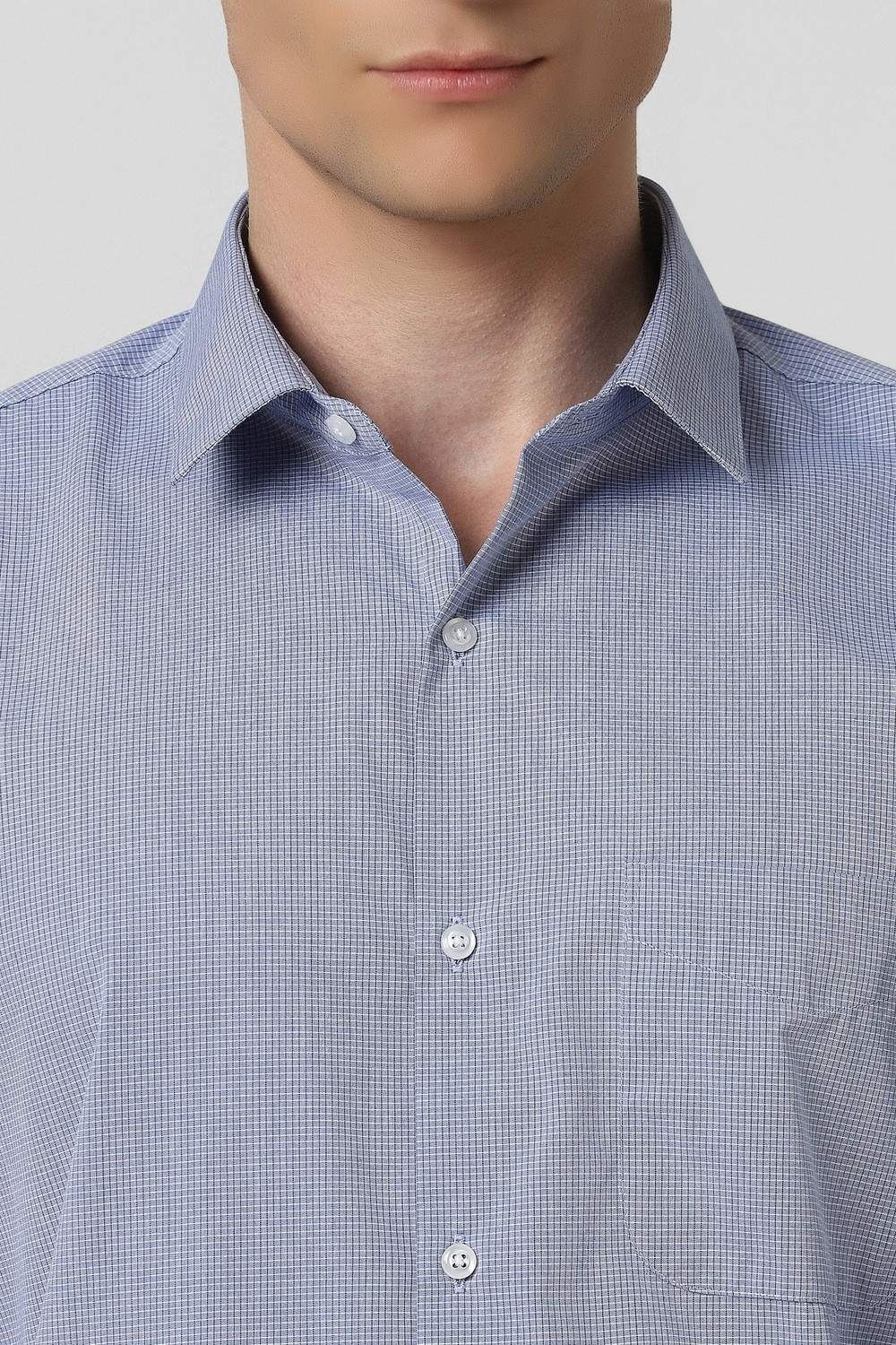 Image of PETER ENGLAND Men Checkered Formal Blue Shirt
