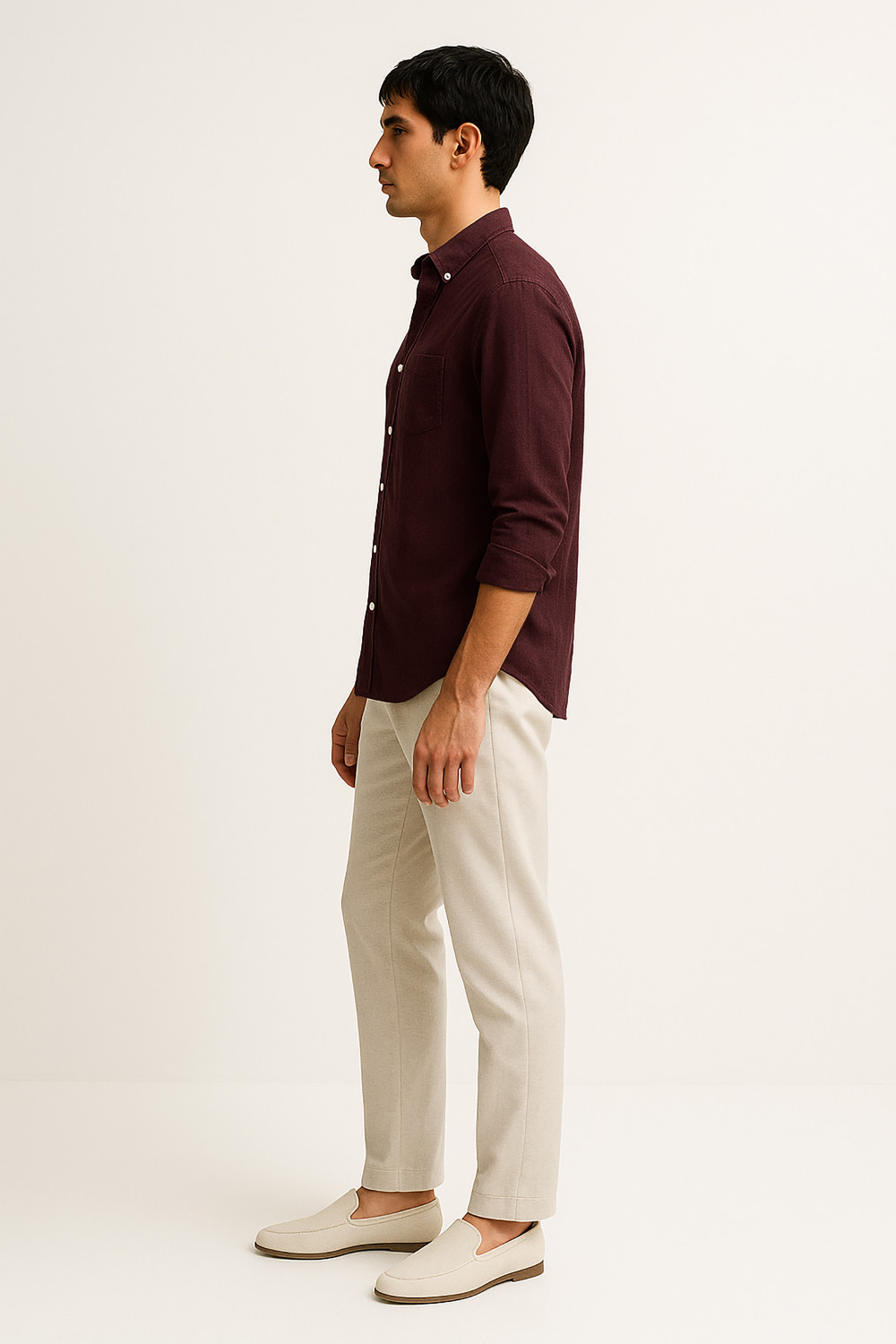 Image of MISCHIEF Monkey Men Solid Casual Maroon Shirt