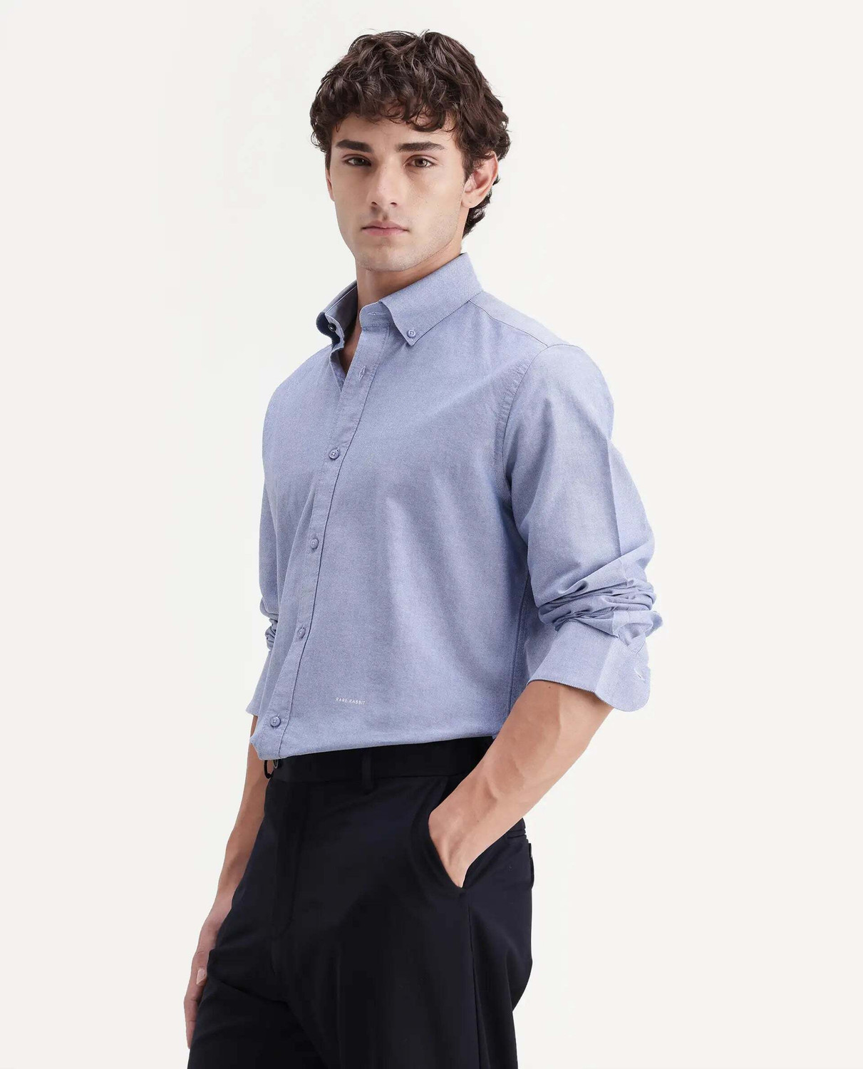 Image of RARE RABBIT Men Regular Fit Solid Casual Shirt