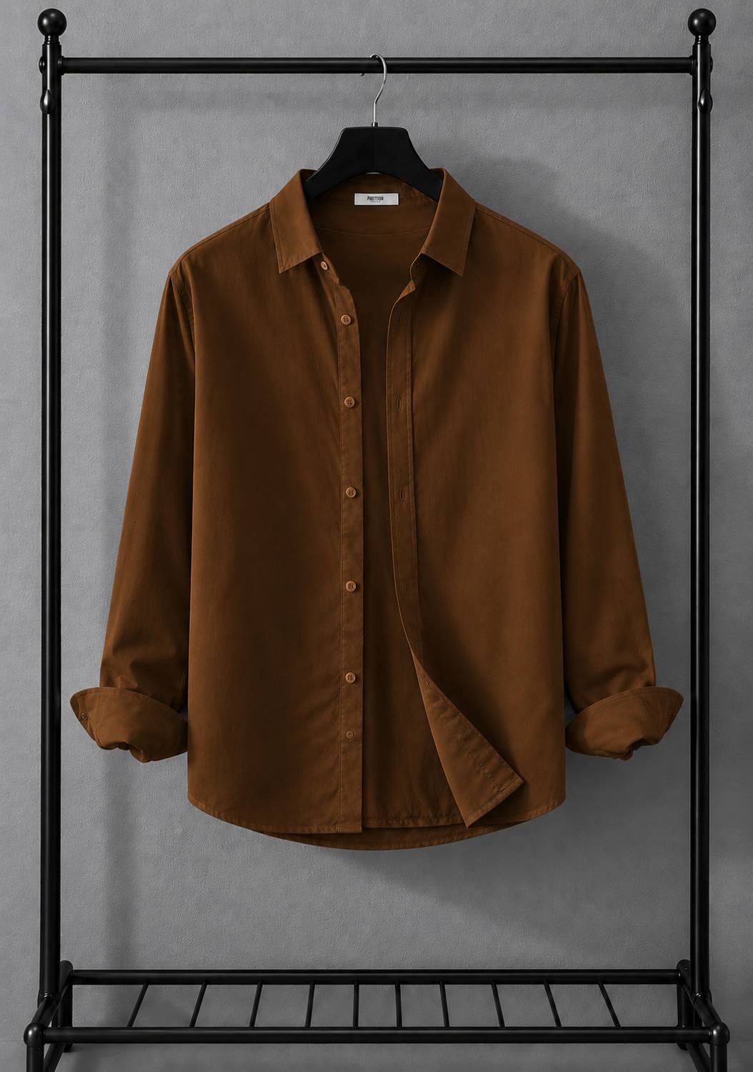 TorontoCN Men Solid Casual Brown Shirt