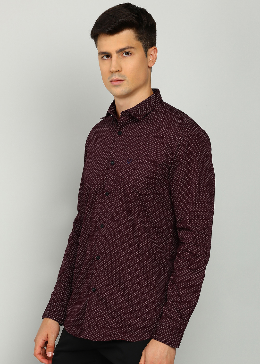 Image of Allen Solly Men Printed Casual Maroon Shirt