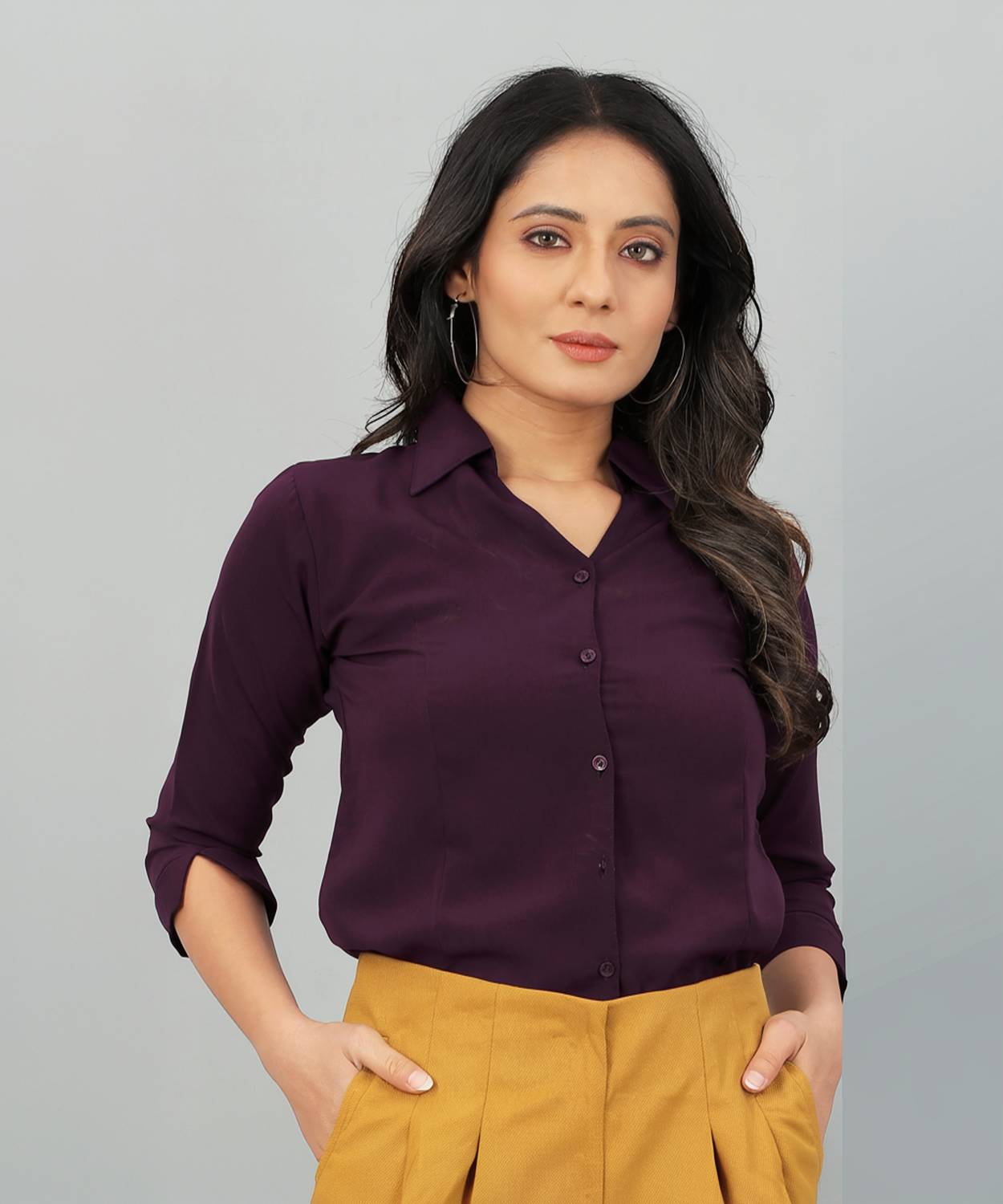 Amrutvarsha Creation Women Solid Formal Purple Shirt