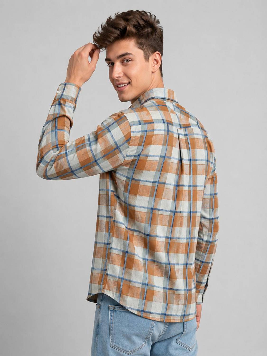 Shimak Men Checkered Blue Shirt - Image 2