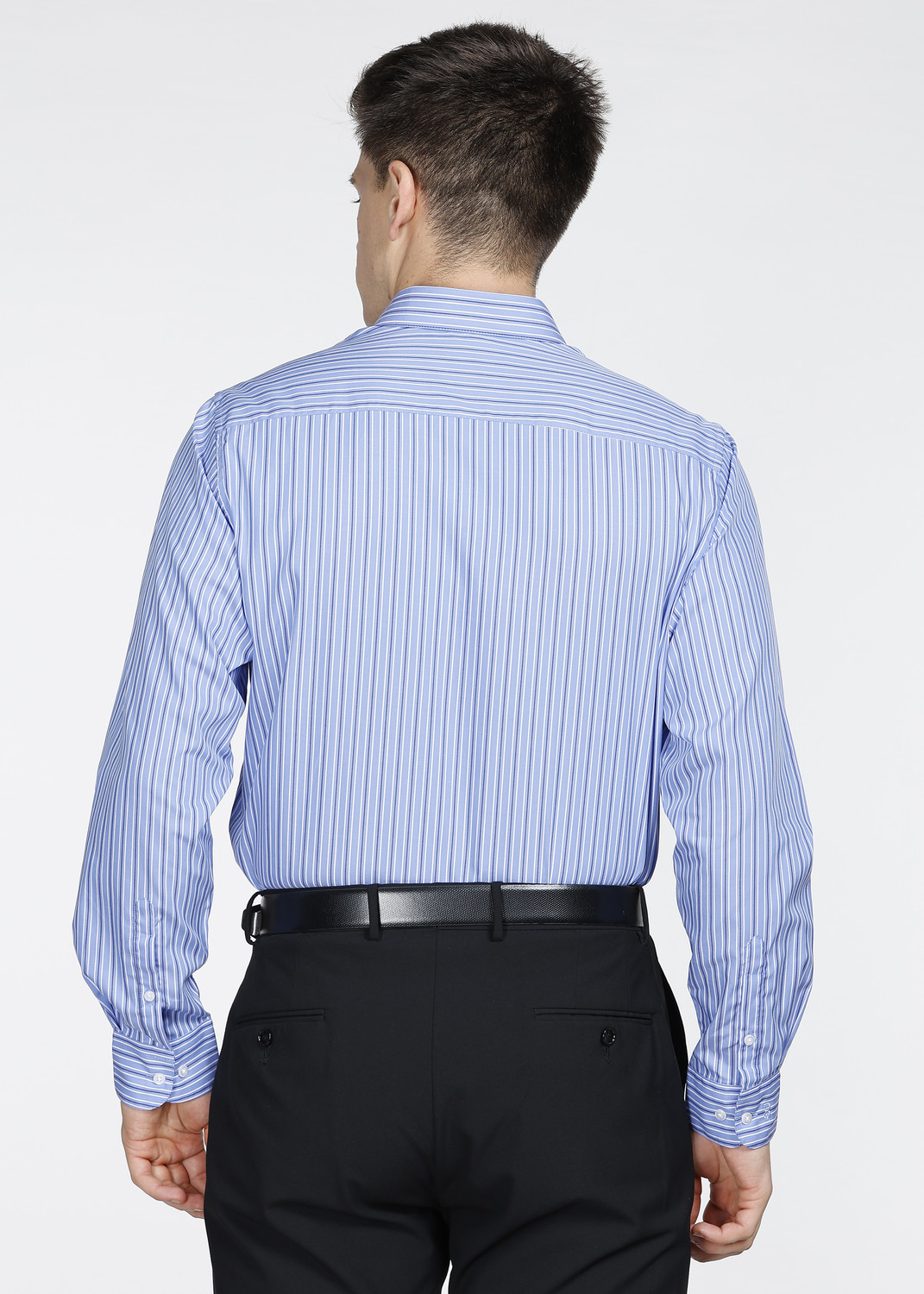 Image of PETER ENGLAND Men Striped Formal Blue Shirt