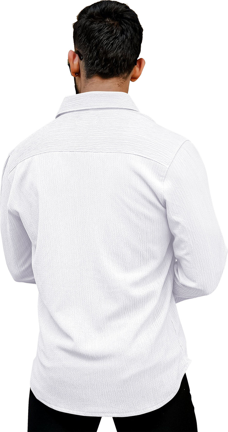 Image of METRONAUT Men Self Design Casual White Shirt