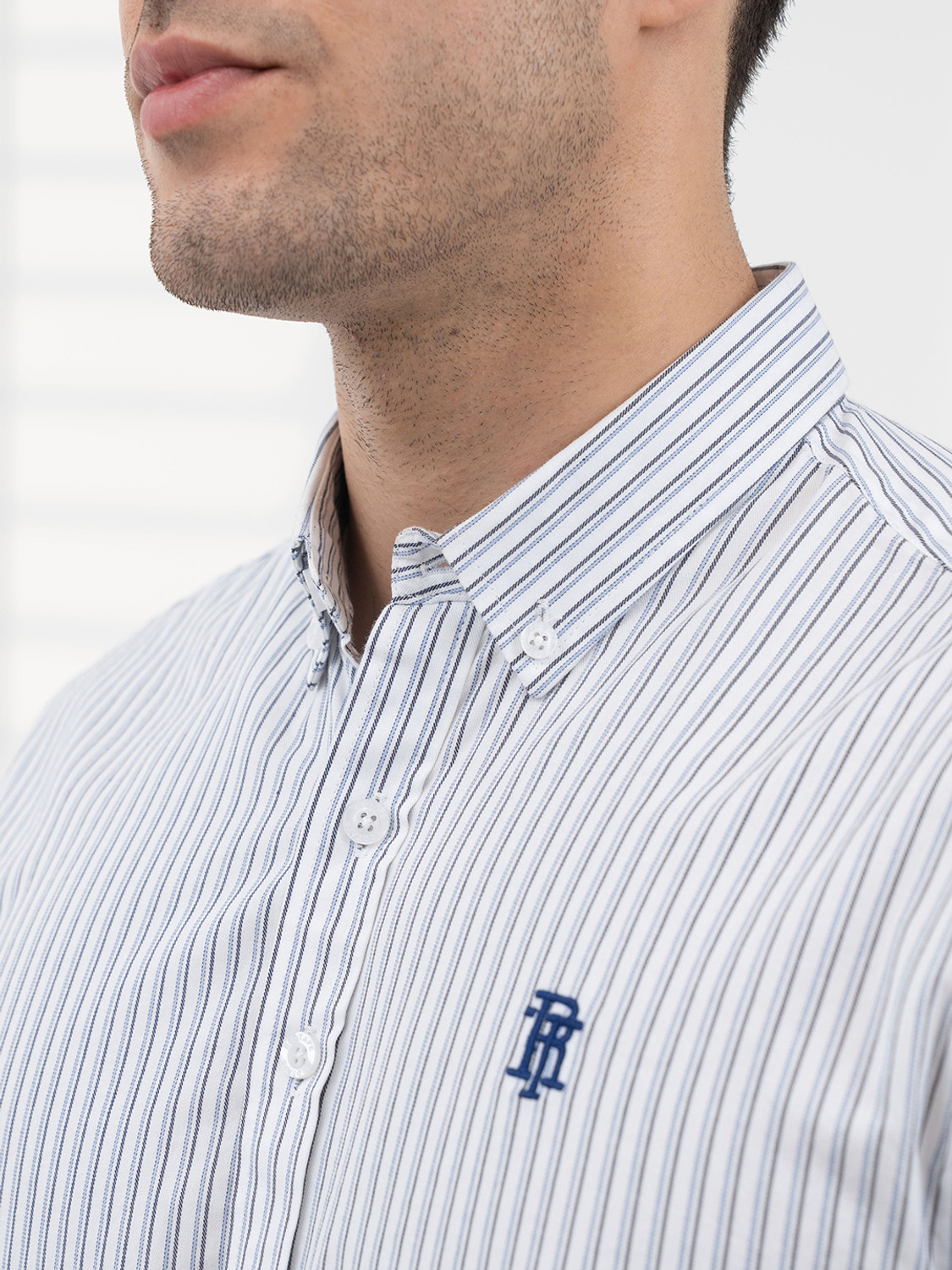 Image of RED TAPE Men Striped Casual Dark Blue Shirt