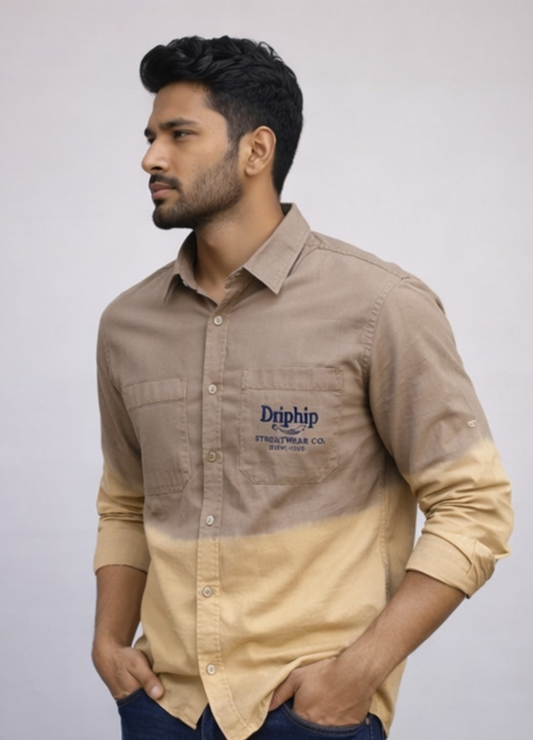Image of RoGen Men Dyed /Ombre, Printed Casual Multicolor Shirt