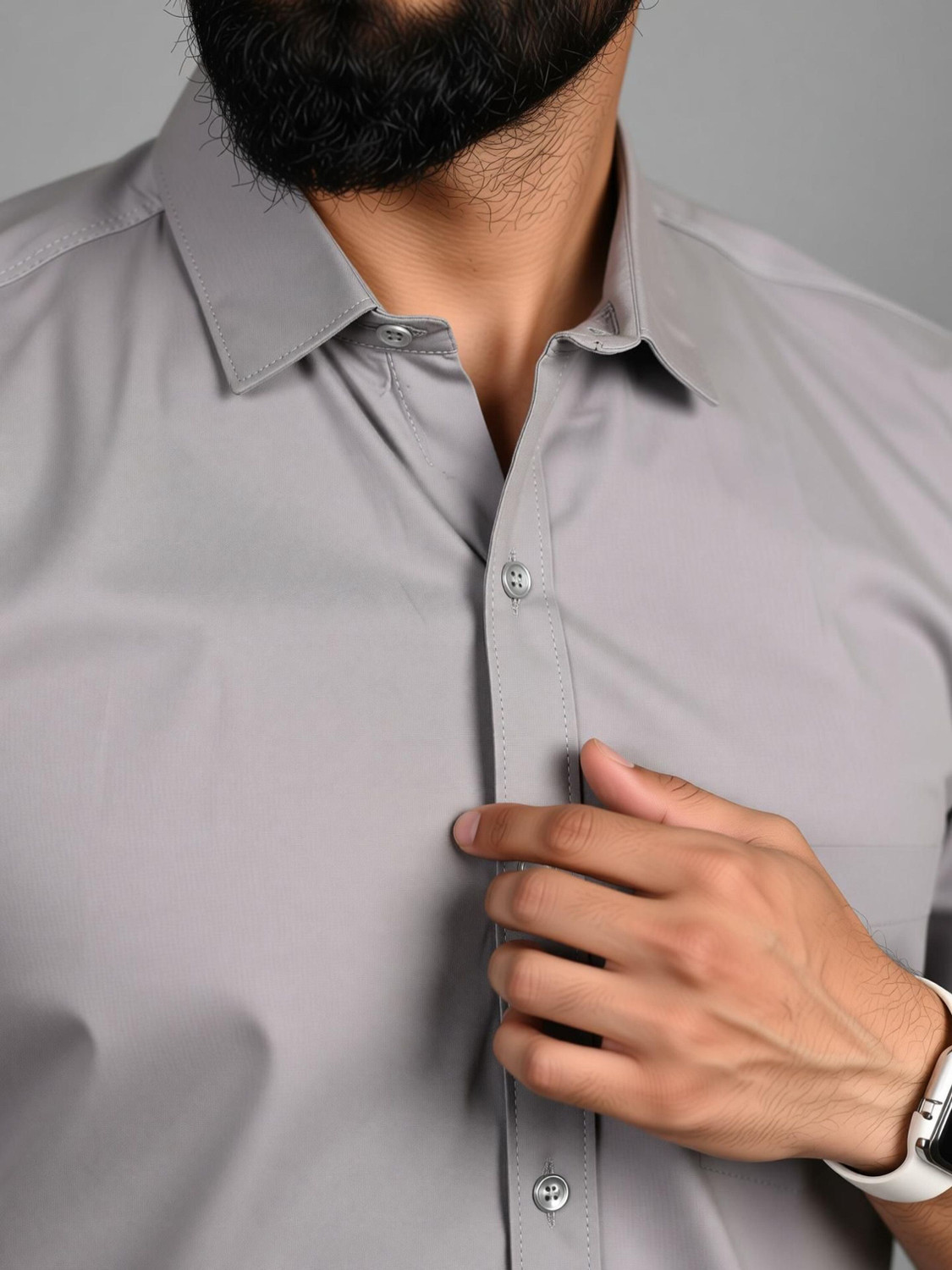 Image of Bluerock Men Solid Casual Grey Shirt