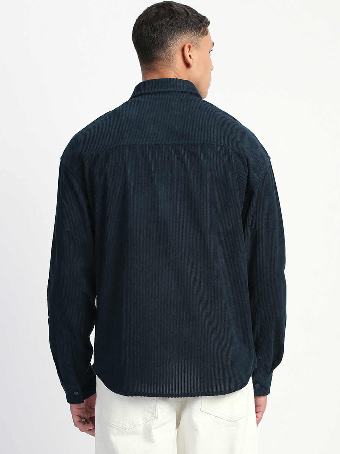 Image of THE BEAR HOUSE Men Self Design Casual Blue Shirt