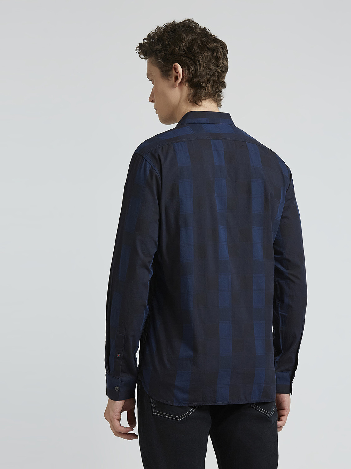 Image of Pepe Jeans Men Checkered Casual Blue Shirt