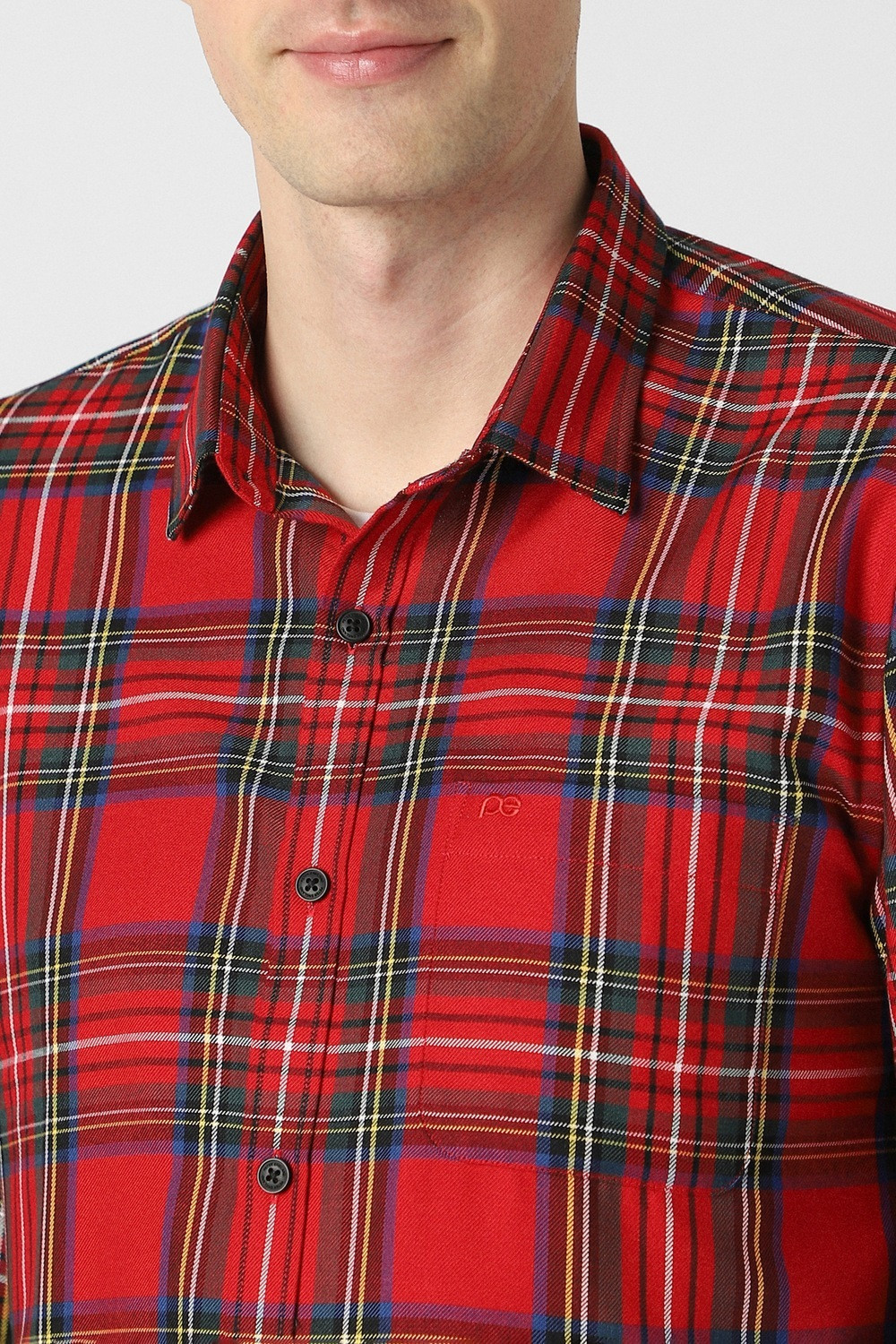 Image of PETER ENGLAND Men Checkered Casual Red Shirt