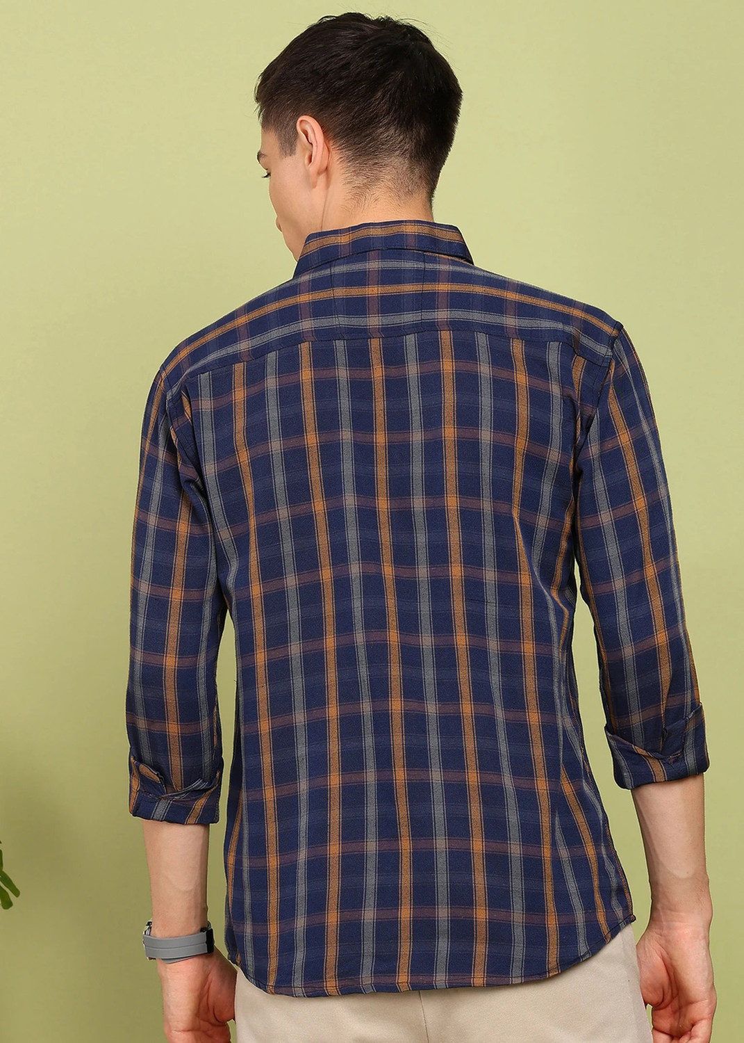 Image of METRONAUT Men Checkered Casual Brown Shirt