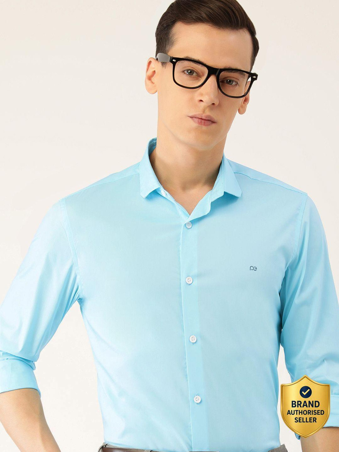 Image of PETER ENGLAND Men Solid Casual Blue Shirt