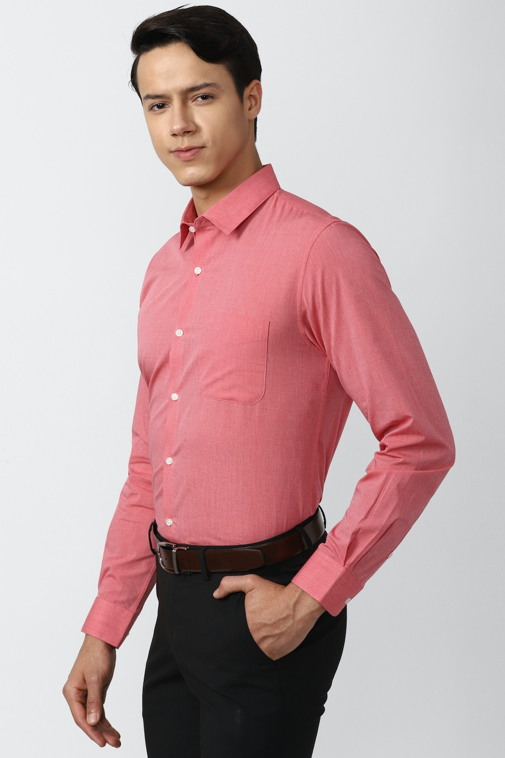 Image of PETER ENGLAND Men Solid Formal Pink Shirt