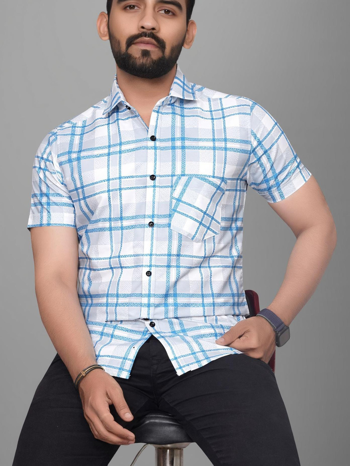 Image of Tyzlo Men Printed Casual Grey Shirt