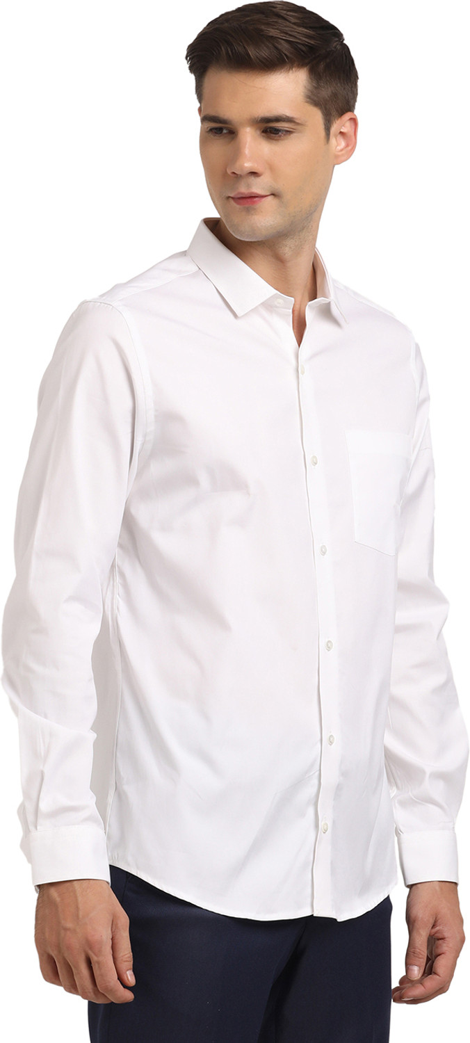 Image of TURTLE Men Solid Formal White Shirt