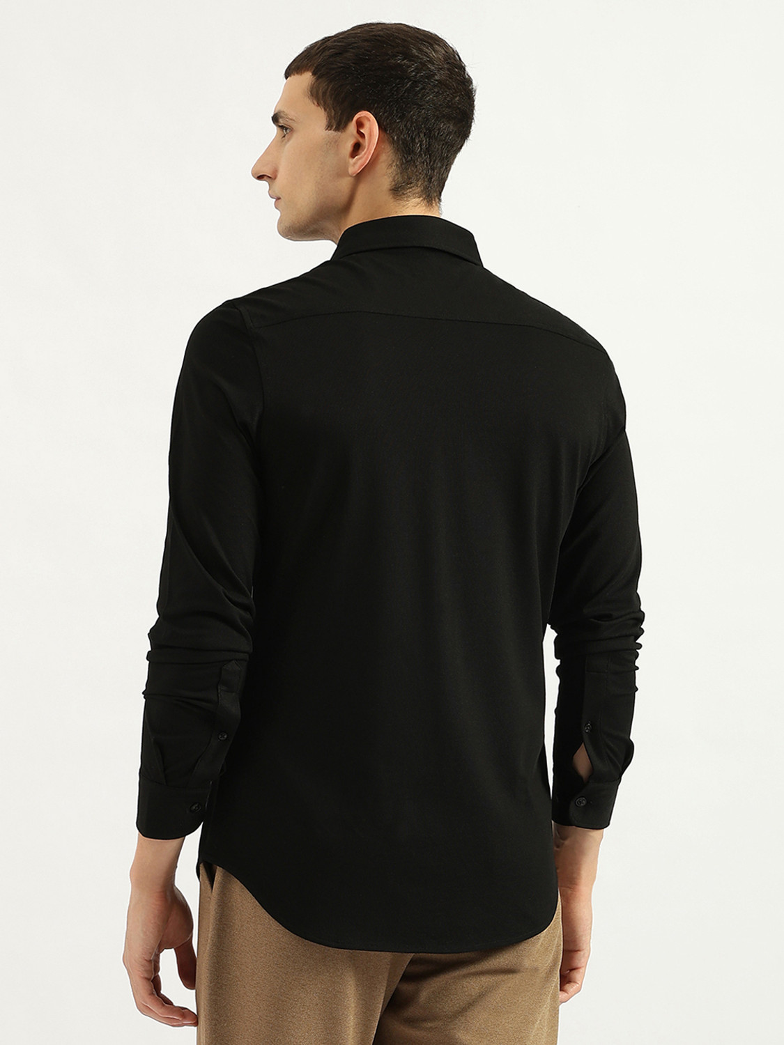 Image of United Colors of Benetton Men Solid Casual Black Shirt