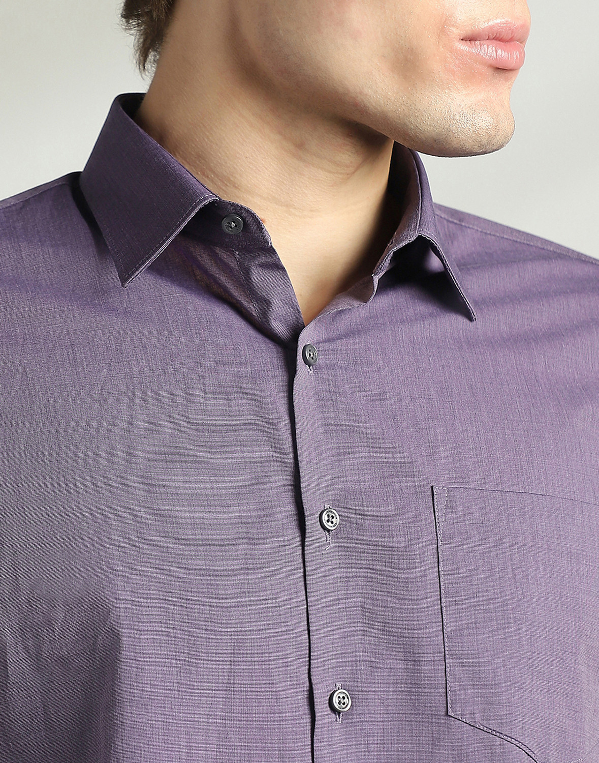 Image of VAN HEUSEN Men Solid Formal Purple Shirt