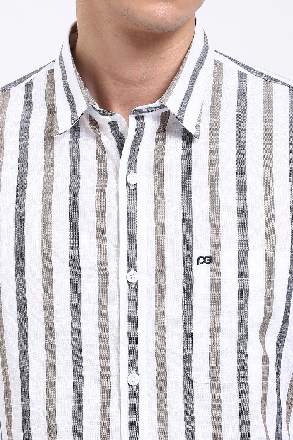 Image of PETER ENGLAND Men Striped Casual White Shirt