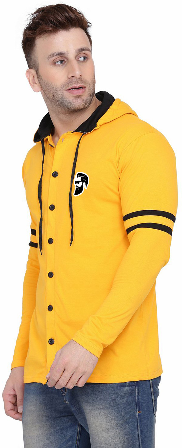 Image of Lawful Casual Men Solid Casual Yellow Shirt