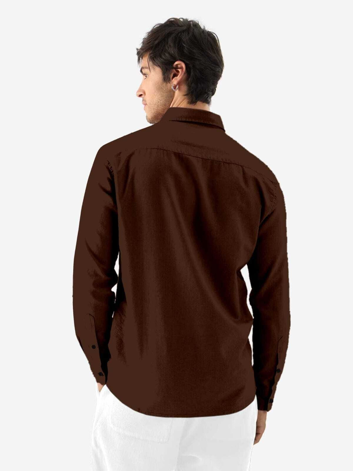 Image of luxiva Men Solid Casual Brown Shirt