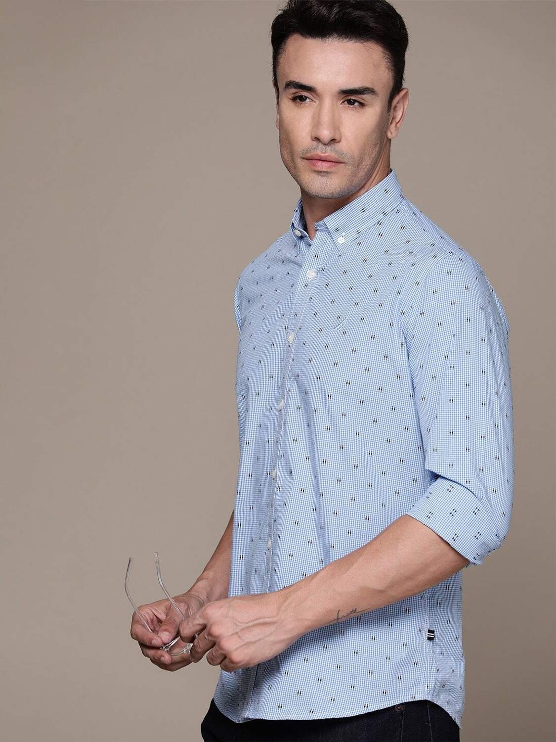 Image of NAUTICA Men Regular Fit Checkered Casual Shirt