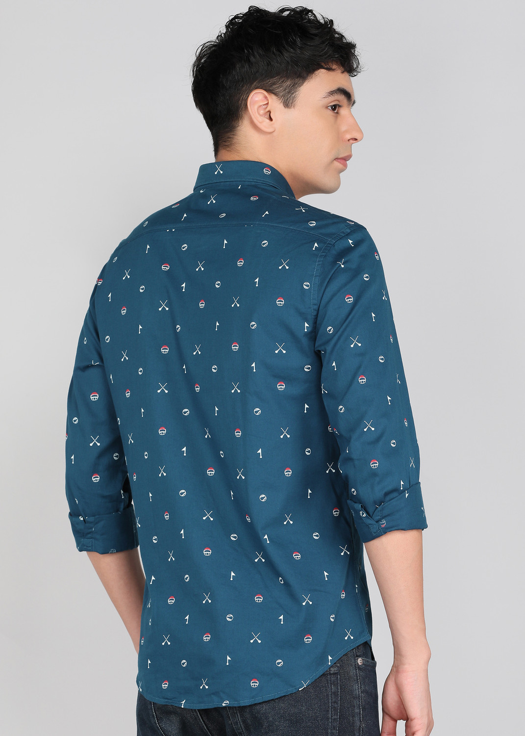 Image of PETER ENGLAND Men Printed Casual Red Shirt