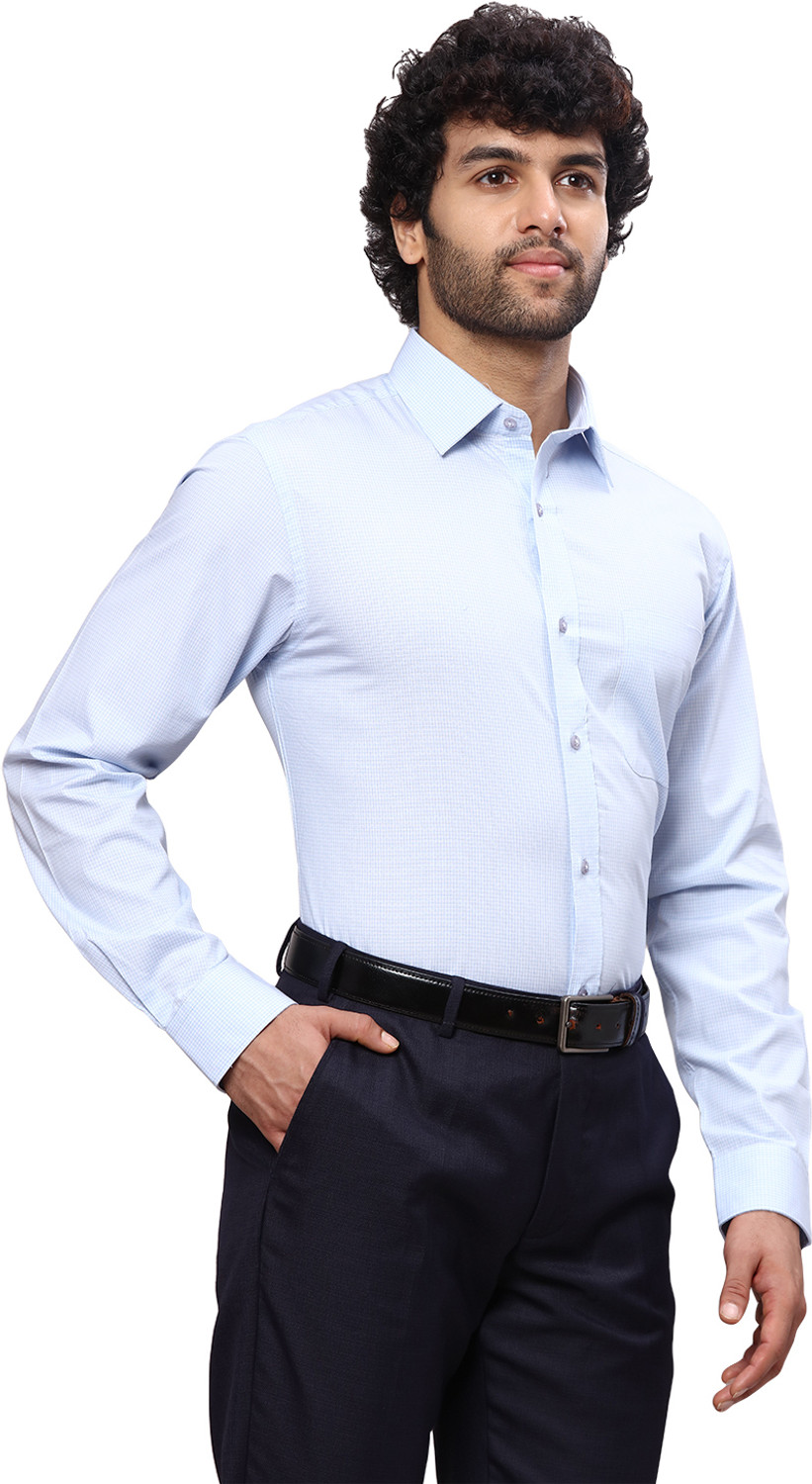 Image of Raymond Men Solid Formal Blue Shirt