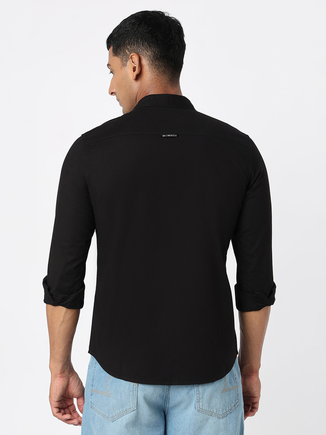Image of Spykar Men Solid Casual Black Shirt