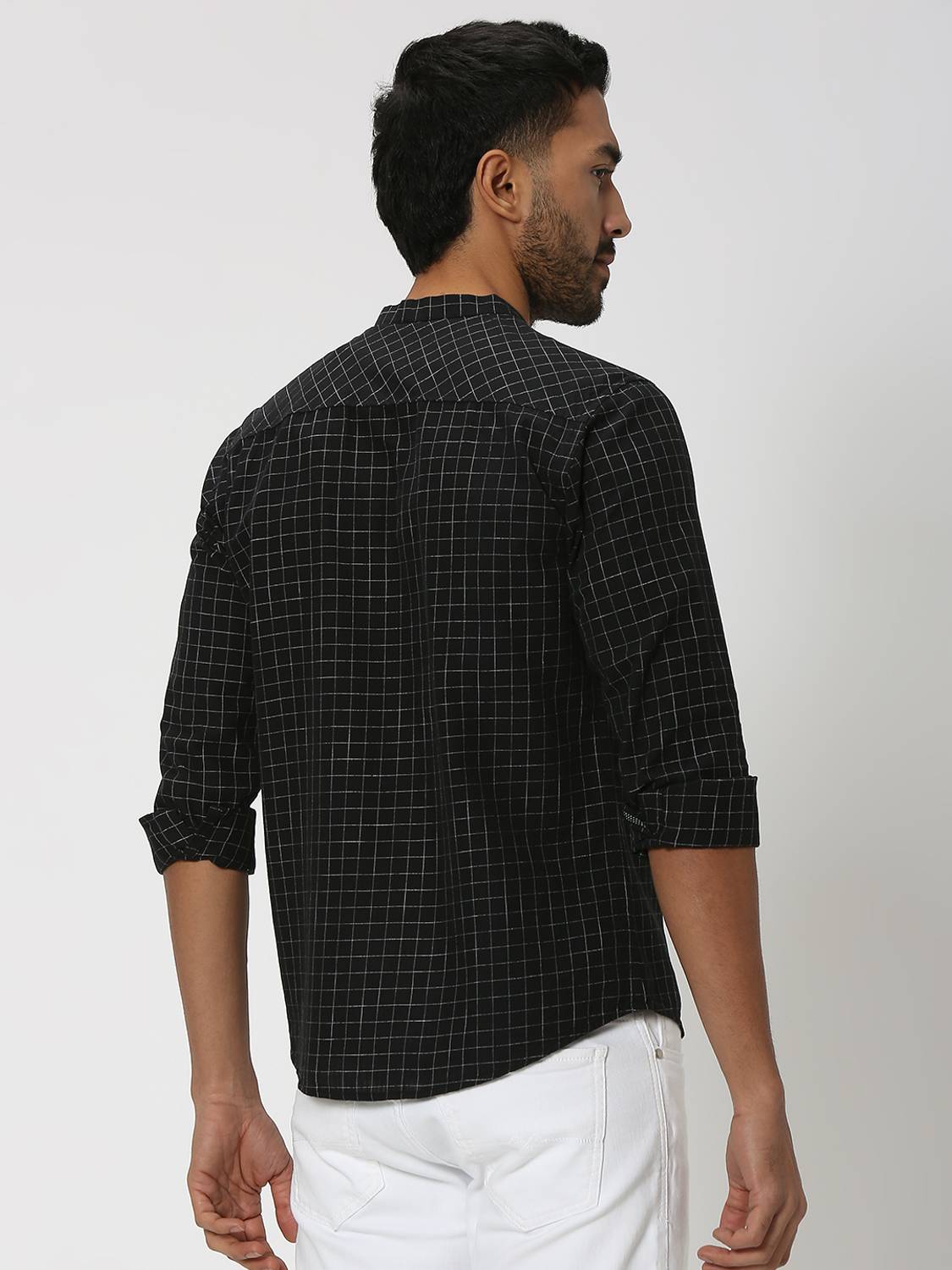 MUFTI Men Checkered Black White Shirt - Image 2