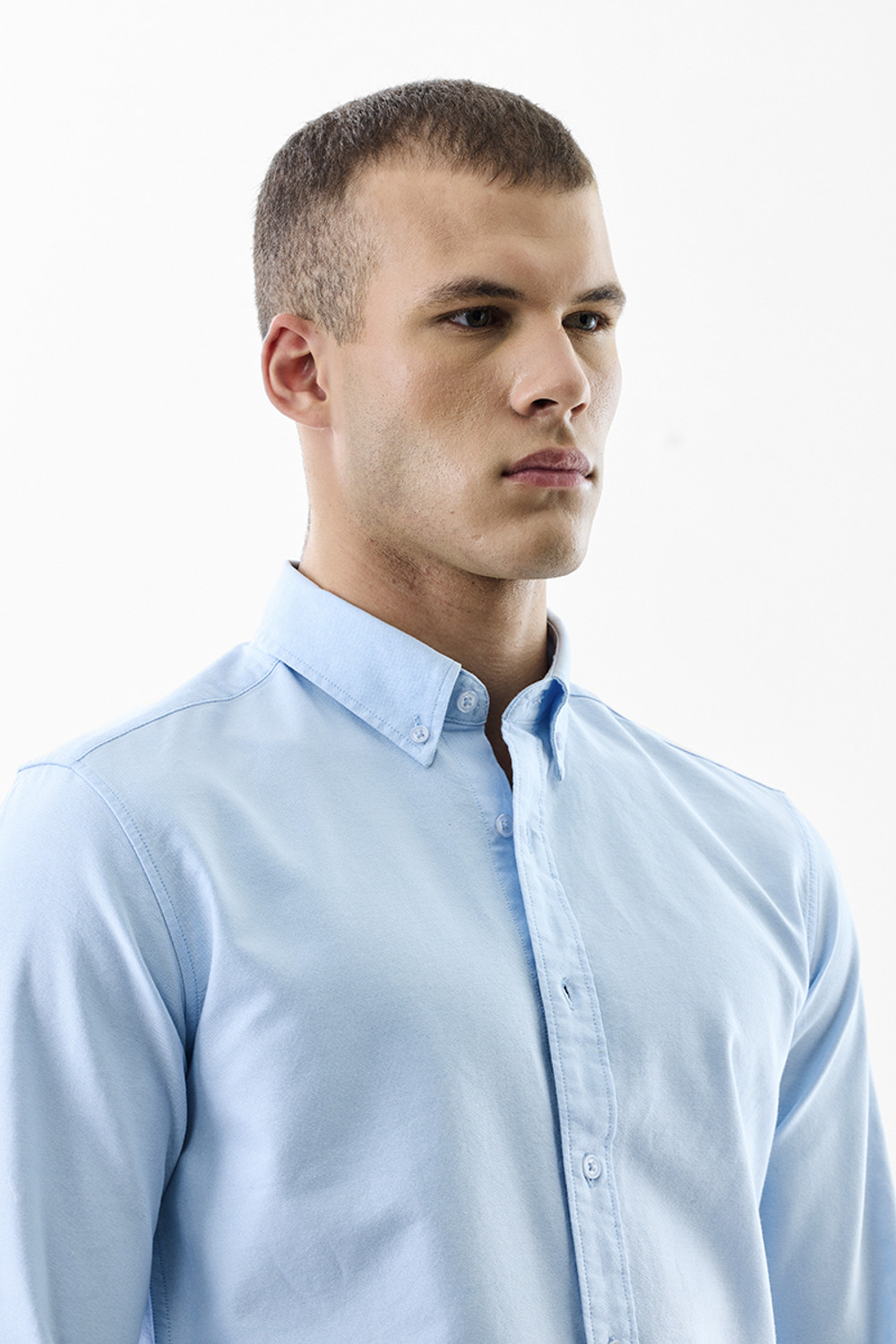 Image of Snitch Men Solid Casual Light Blue Shirt